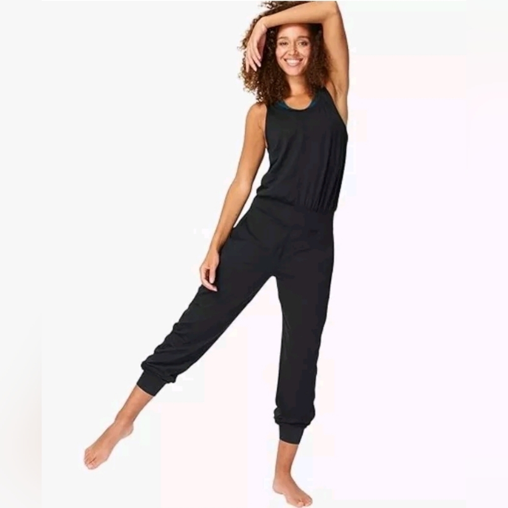 Sweaty Betty Jumpsuit Gray Yoga Jogger Jersey Racerback Womens Size Large New